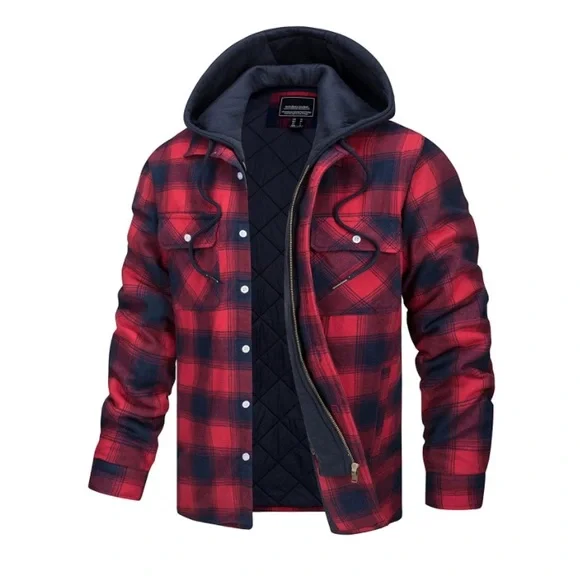 Quilted flannel shirt with zipper sales